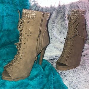 Karima Lace Up Heeled Bootie